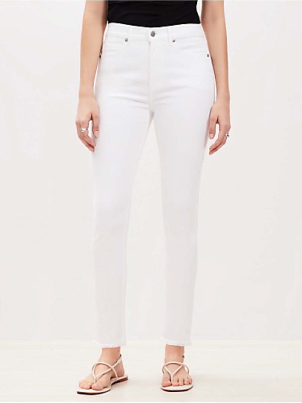 LOFT White Curvy Fit High Waist Straight-Leg Jeans